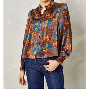 CARTOLINA NANTUCKET dolly silk top in yellowstone chicory floral